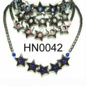 Colored Opal Beads Hematite Star Pendant Beads Stone Chain Choker Fashion Women Necklace